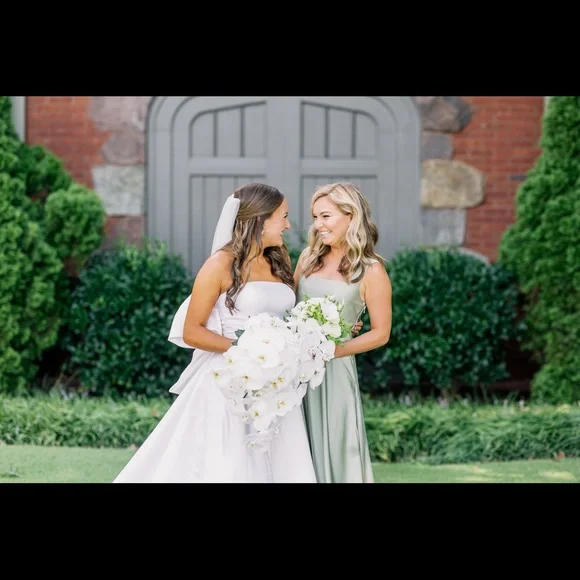 show me your mumu bridesmaid dresses in store Faith Maxi Dress ~ Moss Green Luxe Satin XS main image 1